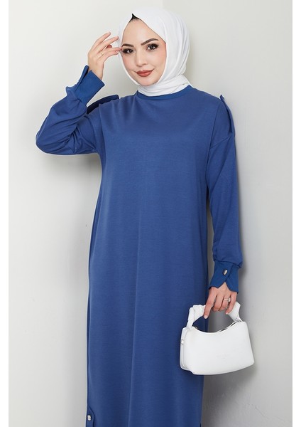 Siyar Apolet Detaylı Elbise 1424 - Indigo
