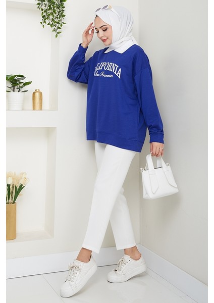 California Baskılı Sweat 1426 - Saks Mavisi
