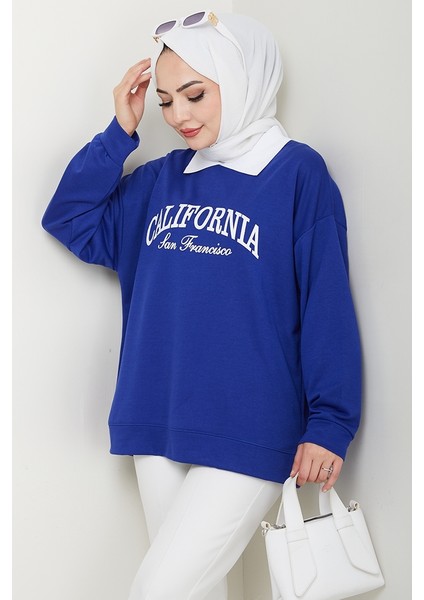 California Baskılı Sweat 1426 - Saks Mavisi