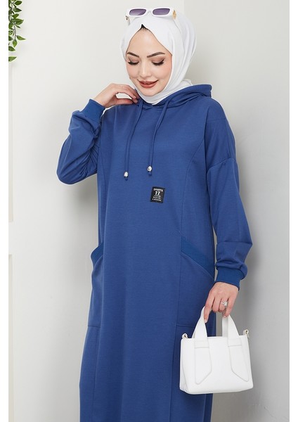 Anger Kapüşonlu Elbise 1421 - Indigo