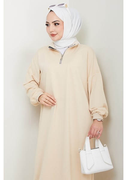 Eyzen Yarım Fermuarlı Elbise 1423 - Bej fiyatları