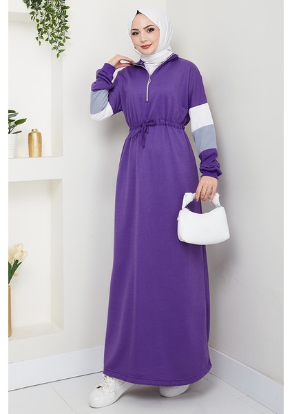 Zalin Şerit Detaylı Elbise 1420 - Mor