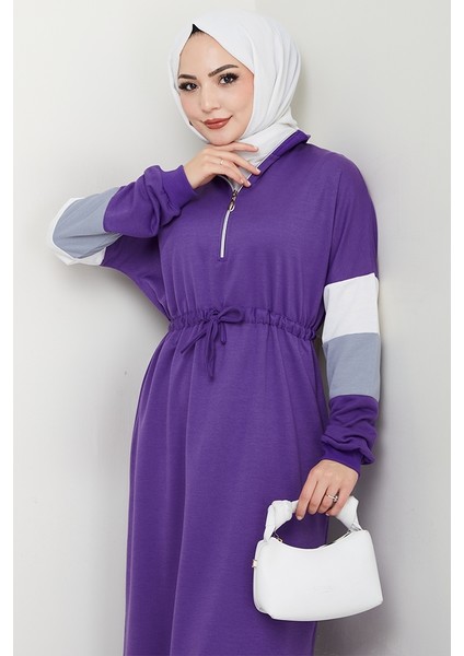 Zalin Şerit Detaylı Elbise 1420 - Mor fırsatları