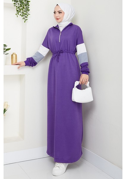 Zalin Şerit Detaylı Elbise 1420 - Mor indirimleri