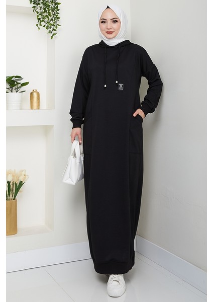 Anger Kapüşonlu Elbise 1421 - Siyah modelleri