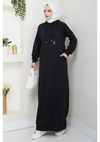 Anger Kapüşonlu Elbise 1421 - Siyah fırsatları