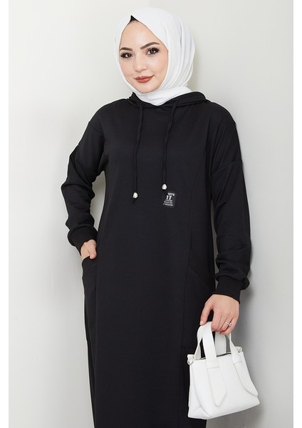 Anger Kapüşonlu Elbise 1421 - Siyah indirimleri