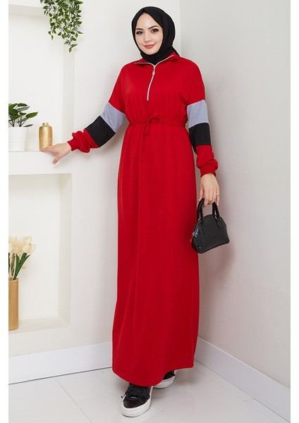 Zalin Şerit Detaylı Elbise 1420 - Kırmızı