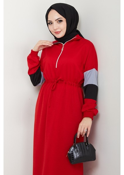 Zalin Şerit Detaylı Elbise 1420 - Kırmızı fiyatları