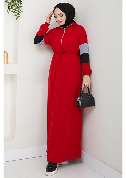 Zalin Şerit Detaylı Elbise 1420 - Kırmızı modelleri