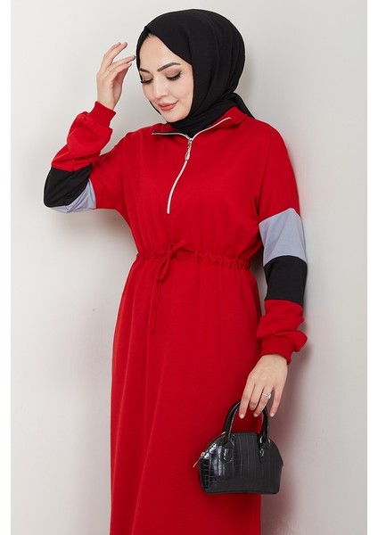 Zalin Şerit Detaylı Elbise 1420 - Kırmızı fırsatları