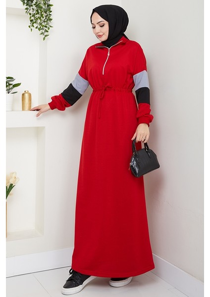 Zalin Şerit Detaylı Elbise 1420 - Kırmızı indirimleri