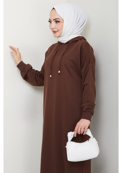 Arma Detay Kapüşonlu Elbise 1422 - Acı Kahve fiyatları