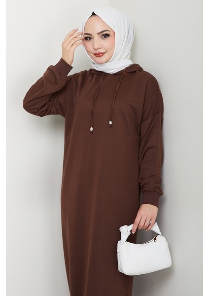 Arma Detay Kapüşonlu Elbise 1422 - Acı Kahve fırsatları