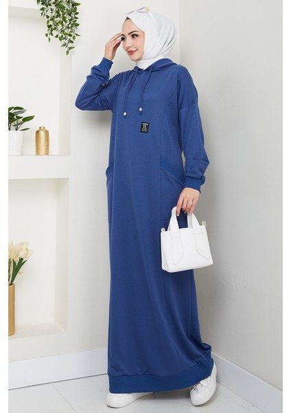 Anger Kapüşonlu Elbise 1421 - Indigo
