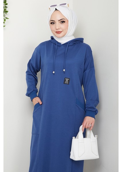 Anger Kapüşonlu Elbise 1421 - Indigo