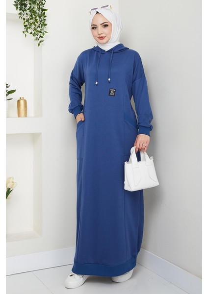 Anger Kapüşonlu Elbise 1421 - Indigo