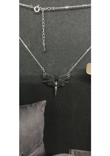 925 Ayar Gümüş Kanatlı Taşlı Takı Seti - Kolye, Küpe, Bileklik ve Yüzük Kombini (13 Gr.) indirimleri