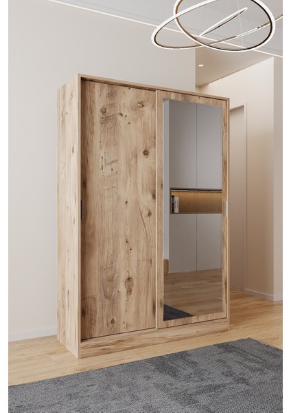 AE-3071 Patentli Ideal Aynalı Vestiyer Portmanto Ayakkabılık Raflı Askılıklı, Atlantik Çam