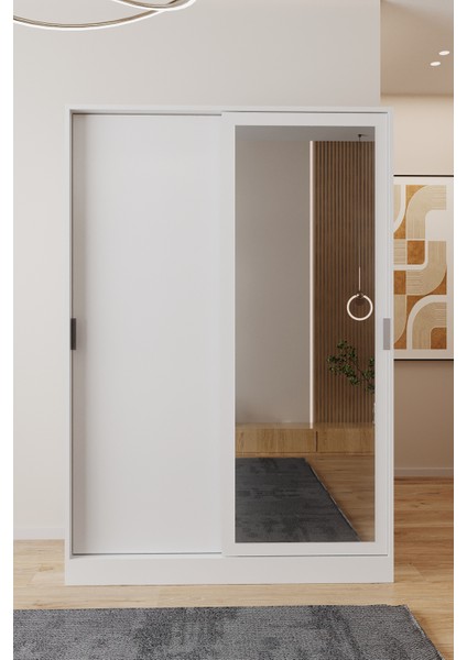 AE-3071 Patentli Ideal Aynalı Vestiyer Portmanto Ayakkabılık Raflı Askılıklı, Beyaz