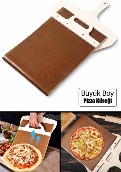 Büyük Boy Sürgülü Pizza Küreği Kaydırılabilir Ahşap Pasta Ekmek Fırın Pide Küreği Yapışmaz Kürek
