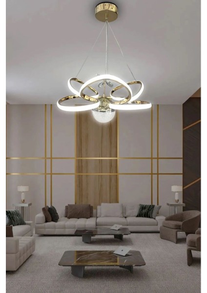Çilek Tek Toplu Gold Kaplama 3 Renk Ledli Kristal Taçlı Modern Koridor- Salon - Mutfak - Avize