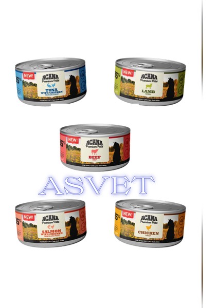 Asvet Premium Kedi Konservesi Karışık 5 Adet