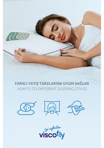 Visco Parçacıklı Klasik Yastık - 57 x 40 x 12 cm - 1200 gr Iç Dolgulu