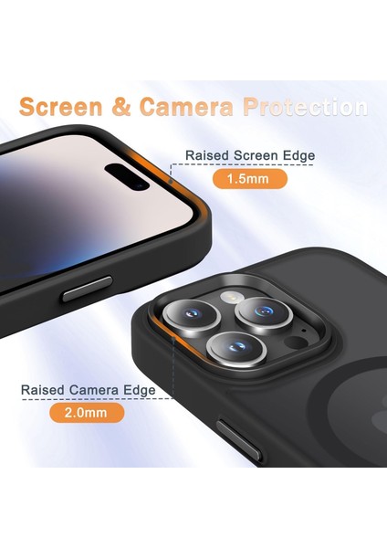 Apple iPhone 14 Pro Kılıf Mat Magsafe Şarj Özellikli Hassas Butonlu Yumuşak Renkli Kenarlı + Ekran Koruyucu Cam Set 2in1 fırsatları