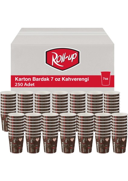 Karton Bardak 7 Oz Cafe Baskılı Kahverengi 250'li