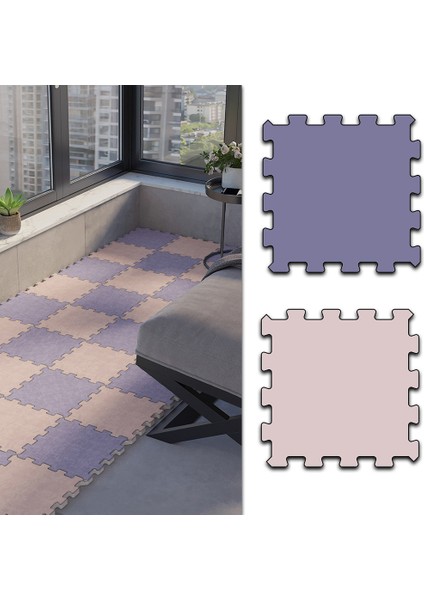 Dijital Baskılı Lacivert ve Pembe Renk ile Modernize Edilmiş Balkon Halısı Yolluk Yapboz Puzzle Japon Halı