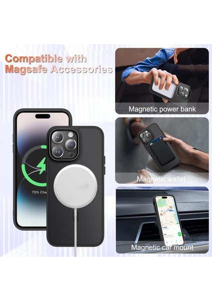 Apple iPhone 11 Pro Max Kılıf Mat Magsafe Şarj Özellikli Hassas Butonlu Yumuşak Renkli Kenarlı + Ekran Koruyucu Cam Set 2in1