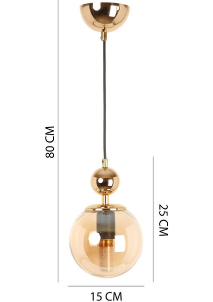 Misket Gold Kaplama Bal Camlı Avize