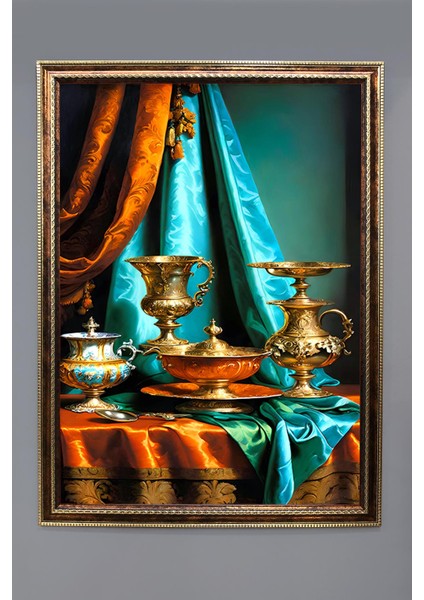 Otantik Ibrik Desenli Çerçeveli Duvar Tablosu 50X70CM PTL05