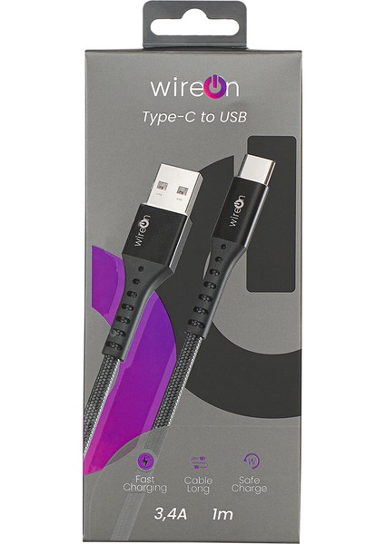 USB Type-C Örgülü Hızlı Şarj Kablosu (3.0A - 1 Metre ) - USB Type-C Fast Charging