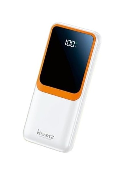 H31 20000 Mh Pd 20W ve USB 22.5W Fast Hızlı Şarj Dahili Type C ve Lightning Kablolu Dünya Standartlarına Uygun Polymer Batarya Birebir Amper LCD Göstergeli Powerbank (Beyaz)
