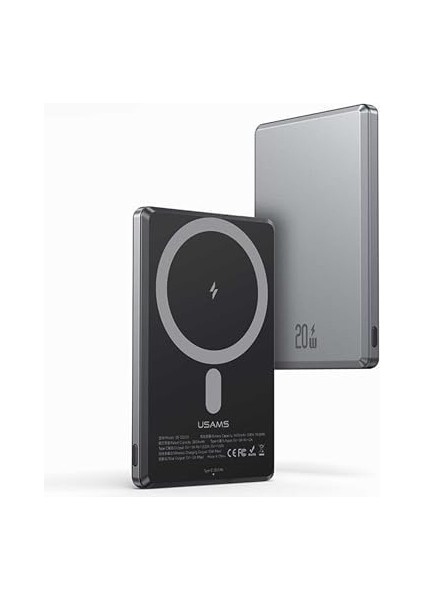 Kablolu Kablosuz Şarj Mıknatıslı Magsafe Ultra Slim Alüminyum 5000MAH 20W Powerbank CD220PD