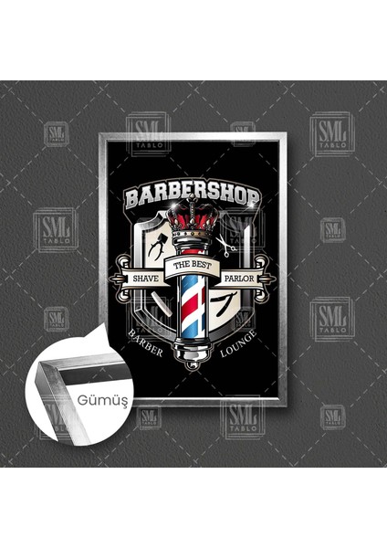 Erkek Berberi Barbershop Berber Dekor Erkek Kuaförü Çerçeveli Dikey Kanvas Tablo