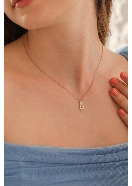 925 Ayar Gümüş Orta Ananas Kolye