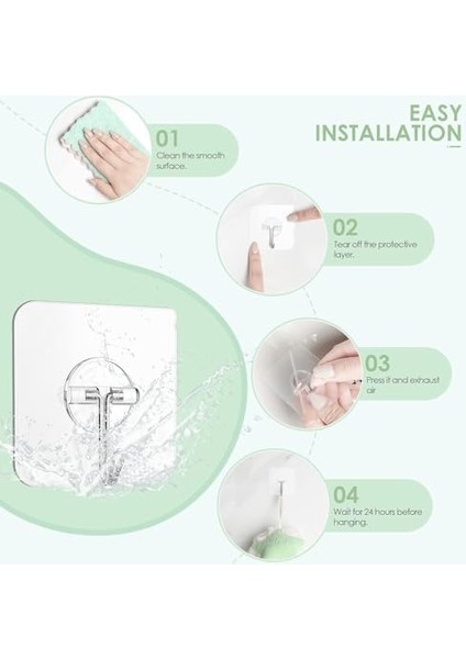 10 Adet Şeffaf Duvar Askısı Iz Bırakmayan Güçlü Yapışkanlı Kapı Arkası Banyo Mutfak Düzenleyici Metal Kanca Askılık