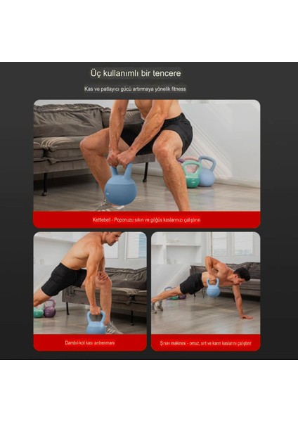 12 Kg Soft Kettlebell Yumuşak Tabanlı Metal Kumlu Ses Yapmaz Darbeye