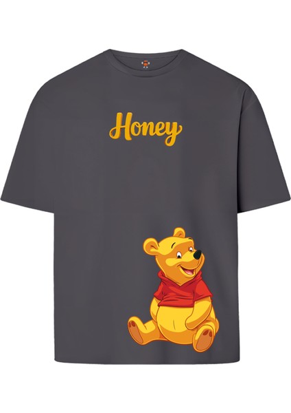 Honey The Pooh Çift Iplik Dokumalı Unisex Premium T-Shirt