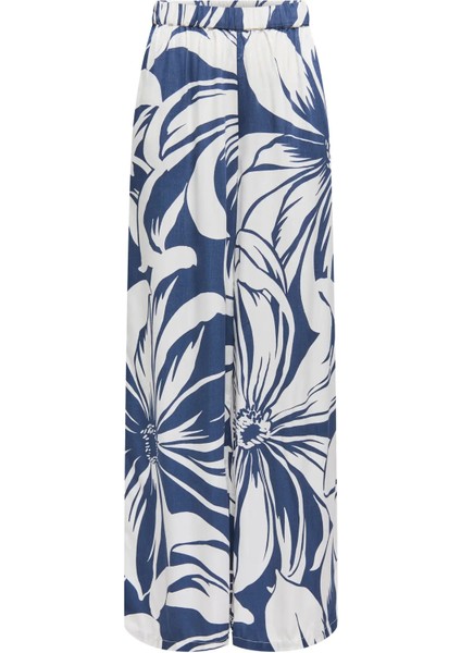 Kadın Onlmılly Rahat Kesim Beli Lastikli Desenli Pantolon 15347453 Lacivert