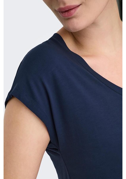 Kadın Onlrılla V Yaka Kısa Kollu T-Shirt 15315776 Ekru