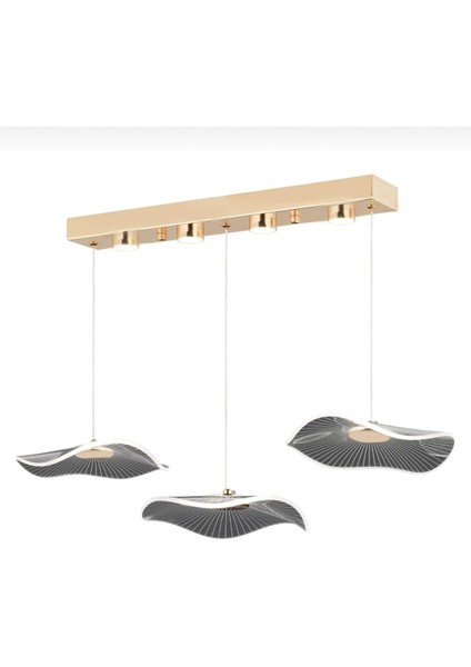 Üçlü Sıralı Sarkıt LED Avize Jellyfish Gold Sarı Ledli Avize