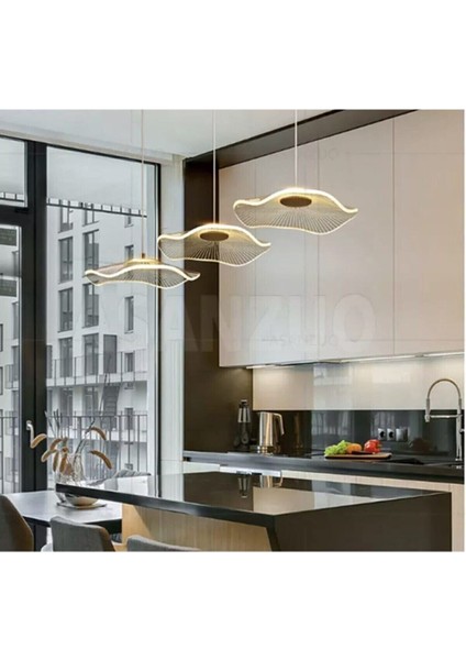 Üçlü Sıralı Sarkıt LED Avize Jellyfish Gold Sarı Ledli Avize