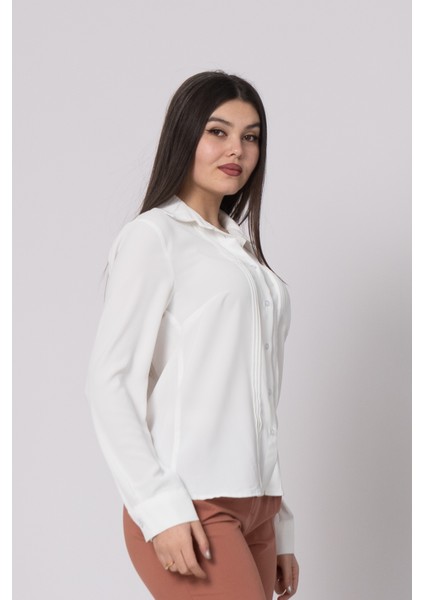 Nervür Dikişli Cepli Şifon Gömlek 7998 fiyatları