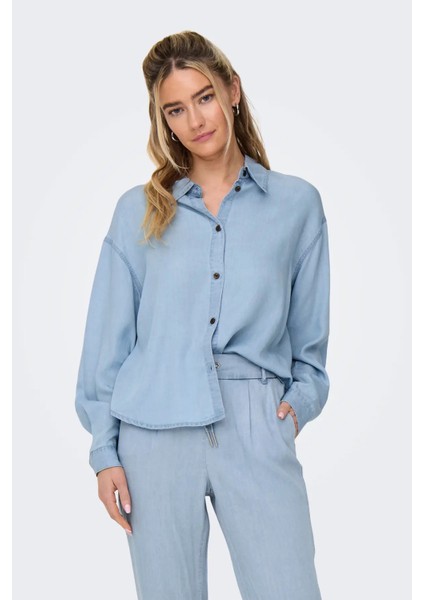 Kadın Onlcharıs Düşük Omuz Oversize Uzun Kollu Gömlek 15337928 Koyu Mavi fiyatları