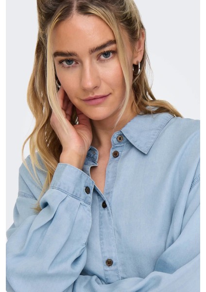 Kadın Onlcharıs Düşük Omuz Oversize Uzun Kollu Gömlek 15337928 Koyu Mavi modelleri