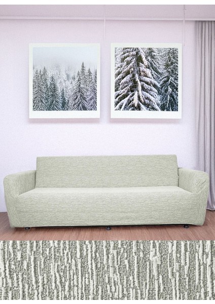 Hansaray 3 Kişilik Jakarlı Düz Desen Lastikli Koltuk Kılıfı Çekyat Koltuk Örtüsü Streç Esnek Kanepe Kılıfı